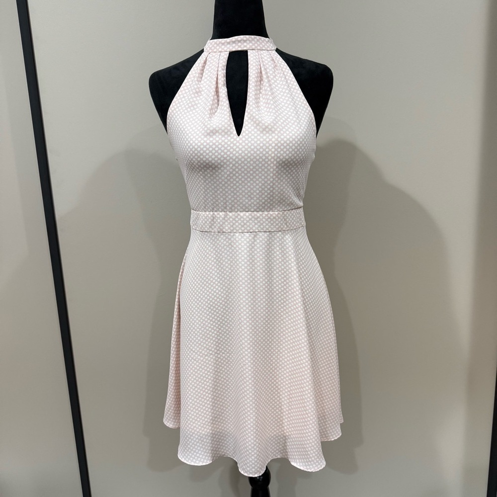 Express Soft Pink Polka Dot Halter Dress